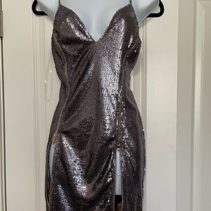 Lavender Sequin Zip detail mini dress size large